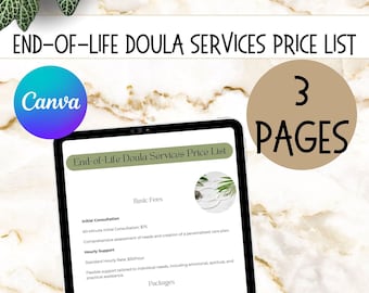 End-of-Life Doula Price List Template: Editable Doula Services (Digital Download)
