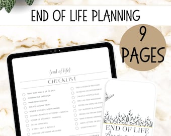 Simple End of Life Planner, End of Life Checklist, Printable End of Life Planner, End of Life Arrangements, End of Life Documents