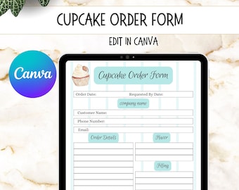 Cupcake Order Form: Editable Canva Template (Digital Download)