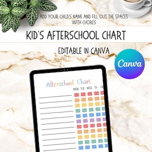 Kid #39 s Printable Chore Chart Child Chores EDITABLE Chore Checklist