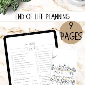 Planner semplice di fine vita, checklist di fine vita, planner di fine vita stampabile, accordi di fine vita, documenti di fine vita