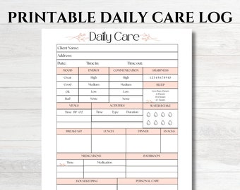 Caregiver Daily Log, Printable Patient Tracker, Senior Care Journal, Medical Log Sheet, Instant Digital Download