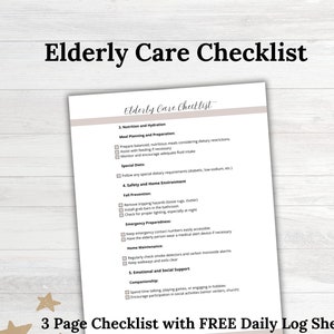 Senior Care Templates, Daily Care Log, Caregiver Checklist, Elderly Care Daily Log, Home Care Daily Log, Elderly Care Checklist