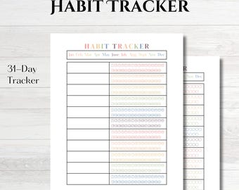 31-Day Habit Tracker Printable: Monthly Goal Planner (Digital Download)
