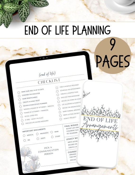 End of Life Planner: Checklist, Arrangements, and Documents (Printable)