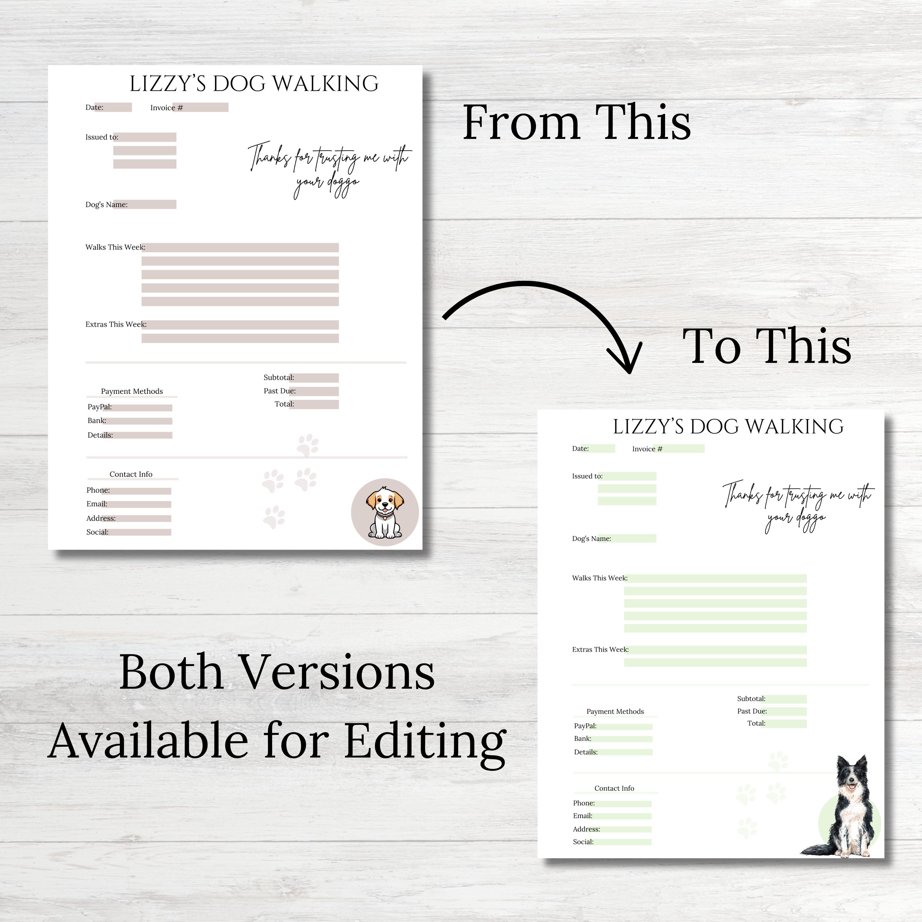 Free Printable Dog Walking Invoice Template (Excel)