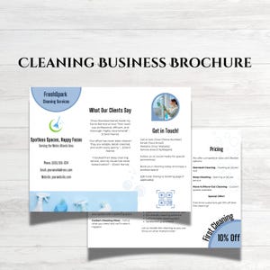 Editable Cleaning Service Trifold Brochure, Cleaning Business Marketing, Cleaning Company Flyer, Canva Template, Small Business
