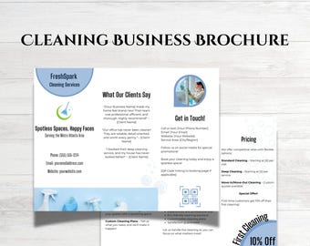 Editable Cleaning Service Brochure: Canva Trifold Template