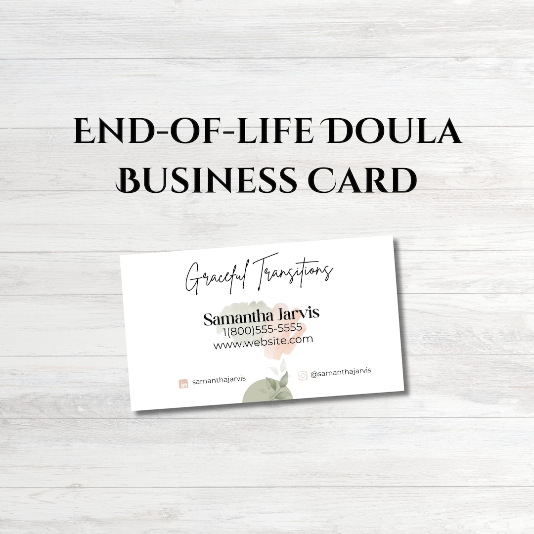 End-of-life Doula Business Card, Editable Template, Professional Design ...