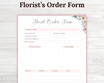 Floral Order Form Template: Florist Wedding Intake (PDF)