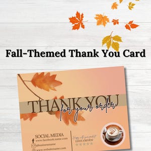 Tarjeta de agradecimiento con temática de otoño, tarjeta de agradecimiento comercial, tarjeta de agradecimiento comercial de otoño, plantilla de tarjeta de agradecimiento comercial, postal de agradecimiento de otoño