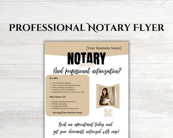 Editable Notary Public Flyer: Mobile Notary Business Marketing (Instant Download)