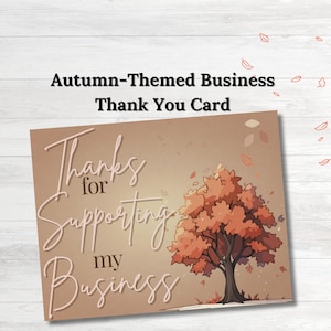 Tarjeta de agradecimiento empresarial con temática otoñal, marketing para pequeñas empresas, postales de agradecimiento empresariales personalizadas, agradecimiento empresarial, agradecimiento por la compra