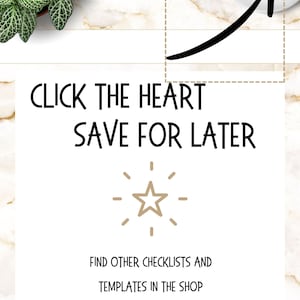 May include: Click the heart to save this checklist for later. Find other checklists and templates in the shop.