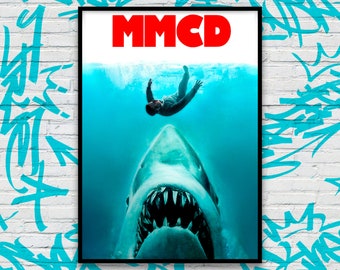 Poster of Me Muevo Con Dios by Cruz Cafuné (MMCD) inspired by &quot;Tiburon (JAWS)&quot; - Modern Decoration for Urban Music Fans