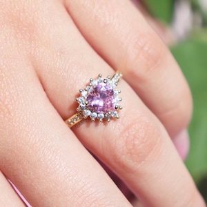 Royal Heart Ring, Pink Heart Ring, Anime Ring, Pink Jewelry, Princess Jewelry