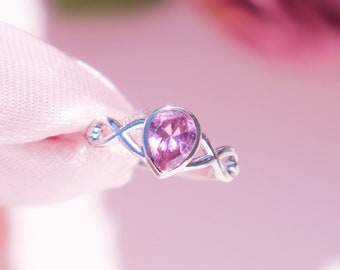 Swan Princess Ring, Odette Tiara Ring, Pink Stone Crown Ring