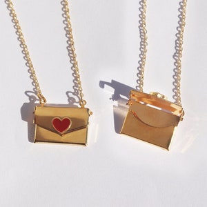Colar de envelope, colar de carta de amor, colar escrito, presente para mãe, presente para amante, presente para amigo