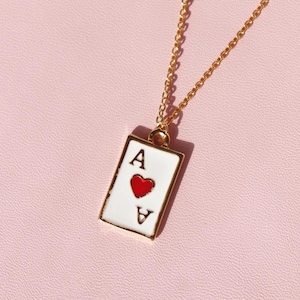 Ace of Hearts Halskette, Ace Card Anhänger, Glücksbringer Poker Halskette