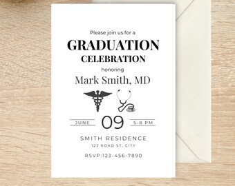 Doctor Graduation Party Invitation, Medicine Graduation Party Invitation, Nurse Graduation Invite, Healthcare Graduation Invitation