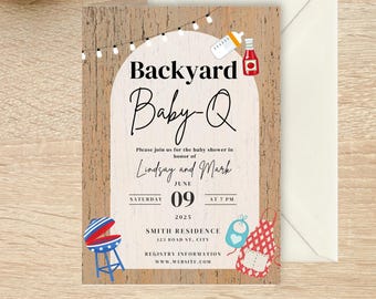 Baby-Q Baby Shower Invite, Baby-que Baby Shower, Barbecue Baby Shower, Summer Baby Shower, Grilling Baby Shower