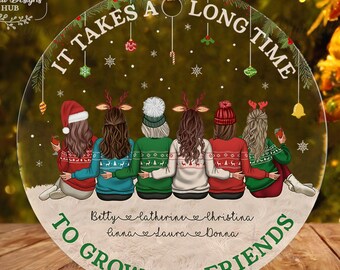 Best Friend Christmas Ornament, Custom Besties Xmas Ornament Gift, Christmas Tree Decor, Friends Ornament Keepsake, Birthday Girl Gift