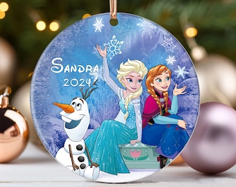 Personalized Frozen Christmas Ornament, Disney Elsa Princess Ornament, Elsa Anna Olaf, Disney Christmas Tree Decor, Frozen Keepsake Gift
