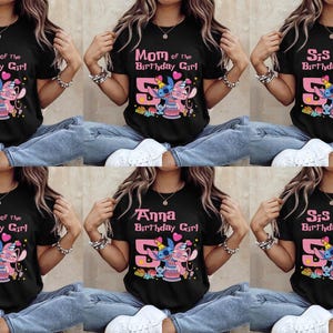 Personalized Stitch Birthday Shirt, Stitch & Angel Tee, Family Matching Disney Stitch Birthday Shirt, Custom Name Birthday Tee image 1