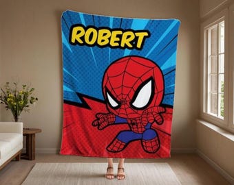 Personalized Spiderman Blanket, Custom Kids Gift, Cozy Superhero Throw with Name, Superhero Baby Blanket, Super Hero Blanket, Spiderman gift