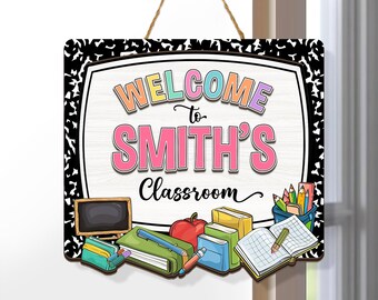 Personalized Teacher Door Sign, Back to School Gift, Custom Name Classroom Hanger, Welcome Sign for Teachers, Teacher Appreciation Present