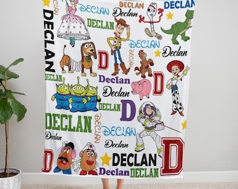 Personalized Toy Story Blanket, Pixar Characters Blanket, Cartoon Movie Blanket Christmas Gift, Character Blanket, Toy Fleece Blanket, Toy