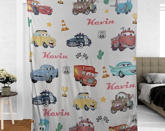Custom Lightning McQueen Fleece Blanket, Personalized Route 66 Cars Blanket,  Kids blanket, Blanket Nursery Decor McQueen Disney Blanket