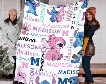 Custom Stitch Blanket, Christmas stich , Disney Blanket, Custom Name Blanket, Disney Trip Blanket, Birthday Gift, Christmas, Stitch Blanket