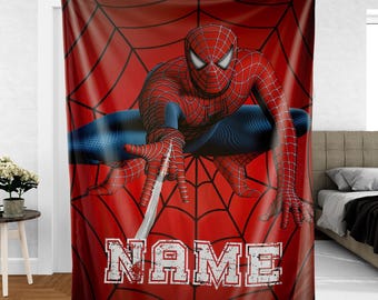 Custom Spider Fleece Blanket , Spider Hero Gift For Kids , Spider Birthday Theme Party, Superhero Christmas Gift, Baby Shower Blanket