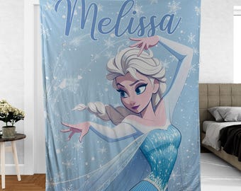 Personalized Frozen Elsa Queen Fleece Blanket, Frozen Movie Blanket, Custom Name Name Elsa Blanket, Elsa Queen Blanket, Frozen Blanket