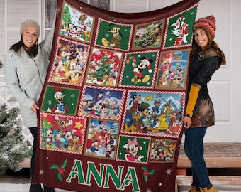 Vintage Disney Santa Mickey And Minnie Christmas Fleece Blanket, Mickey's Very Merry Christmas Party 2025 Blanket, Baby Shower Blanket