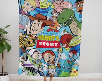 Personalized Disney Toy Story Blanket, Woody Buzz Lightyear Jessie Toy Story Blanket, Gift for Boy or Girl, Custom Name Disney Blanket