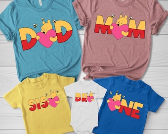 Maglietta di compleanno di Winnie the Pooh, magliette coordinate per tutta la famiglia con l'orso Pooh, maglietta di compleanno per bambini per festeggiare l'orso Pooh