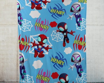 Personalized His Amaing And Friends Blanket, Supe Hero Blanket, Animated Hero Blanket, Custom Name Fleece Blanket, Hero Cartoon Blanket