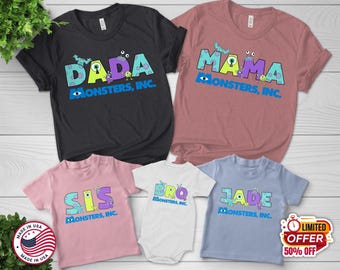Family Monster Birthday Shirts, Monster University Family Tees, Mike & Sully Boo Matching Party Shirts