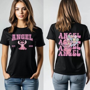 Disney Stitch & Angel Couple Tee, Girls Trip Shirt, Matching Best Friends Tee, Disneyland Family Vacation Shirt image 2