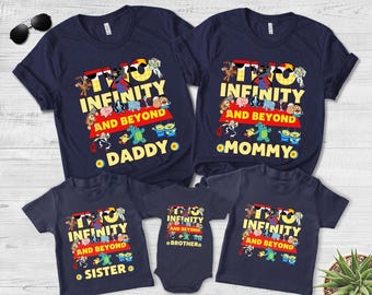 Two Infinity & Beyond Birthday Tee, Kids Buzz Lightyear Shirt, Custom Name, Personalized Toy Story Party Shirt, Kids Top
