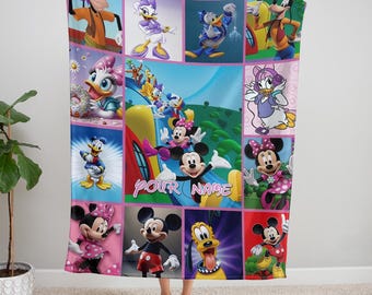 Gepersonaliseerde Mickey clubhuisdeken, Disney Baby Mickey en Frends deken, Mickey en vrienden deken, Disney Mickey clubhuisdeken