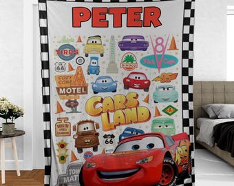 Custom Name Disney Lightning and Friends Blanket, Disney Cars Movie Blanket, Christmas Gift Blanket, Disney Characters Blanket, Baby Blanket