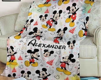 Personalized Disney Mickey Mouse Fleece Blanket, Disney Mickey Fleece Blanket, Christmas Blanket, Gift for Boy and Girl, Baby Shower