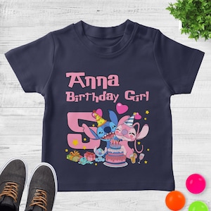Personalized Stitch Birthday Shirt, Stitch & Angel Tee, Family Matching Disney Stitch Birthday Shirt, Custom Name Birthday Tee image 3