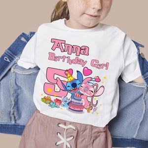 Personalized Stitch Birthday Shirt, Stitch & Angel Tee, Family Matching Disney Stitch Birthday Shirt, Custom Name Birthday Tee image 5