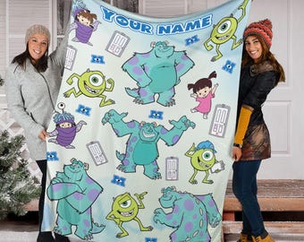 Custom Disney Monsters Inc Blanket, Personalized Name Fleece or Sherpa Throw, Kids Birthday Gift, Baby Shower Present, Gift for Boys, Girls