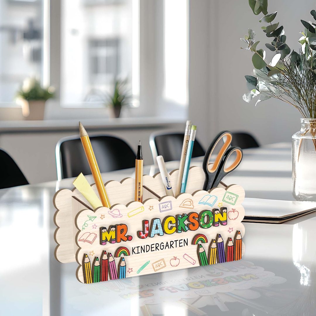 Personalized Teacher Pencil Holder, Desk Organizer for Teachers ...