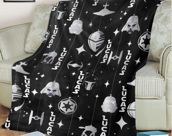 Personalized Star Wars Blanket, Custom Galaxy Wars Blanket, Space Star Blanket, Birthday Gifts, Custom Name Blanket, Boy And Girl Blanket